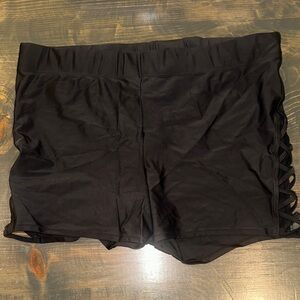 Torrid size 2 Black swim bottom Shorts with Side Cutouts